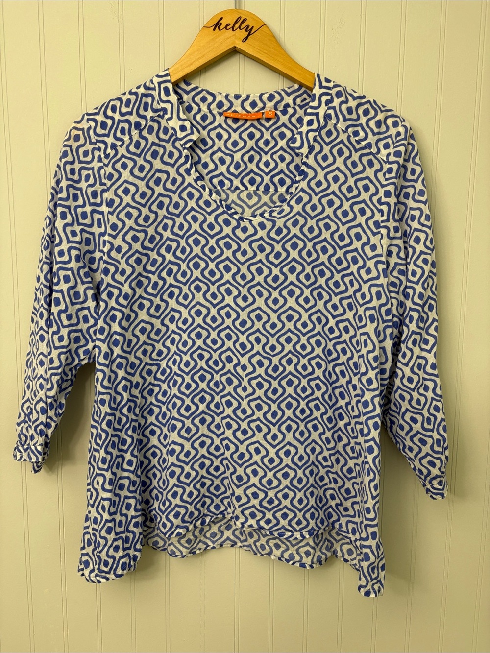 Oliphant Long Sleeve Cotton Popover Top Women Size Small